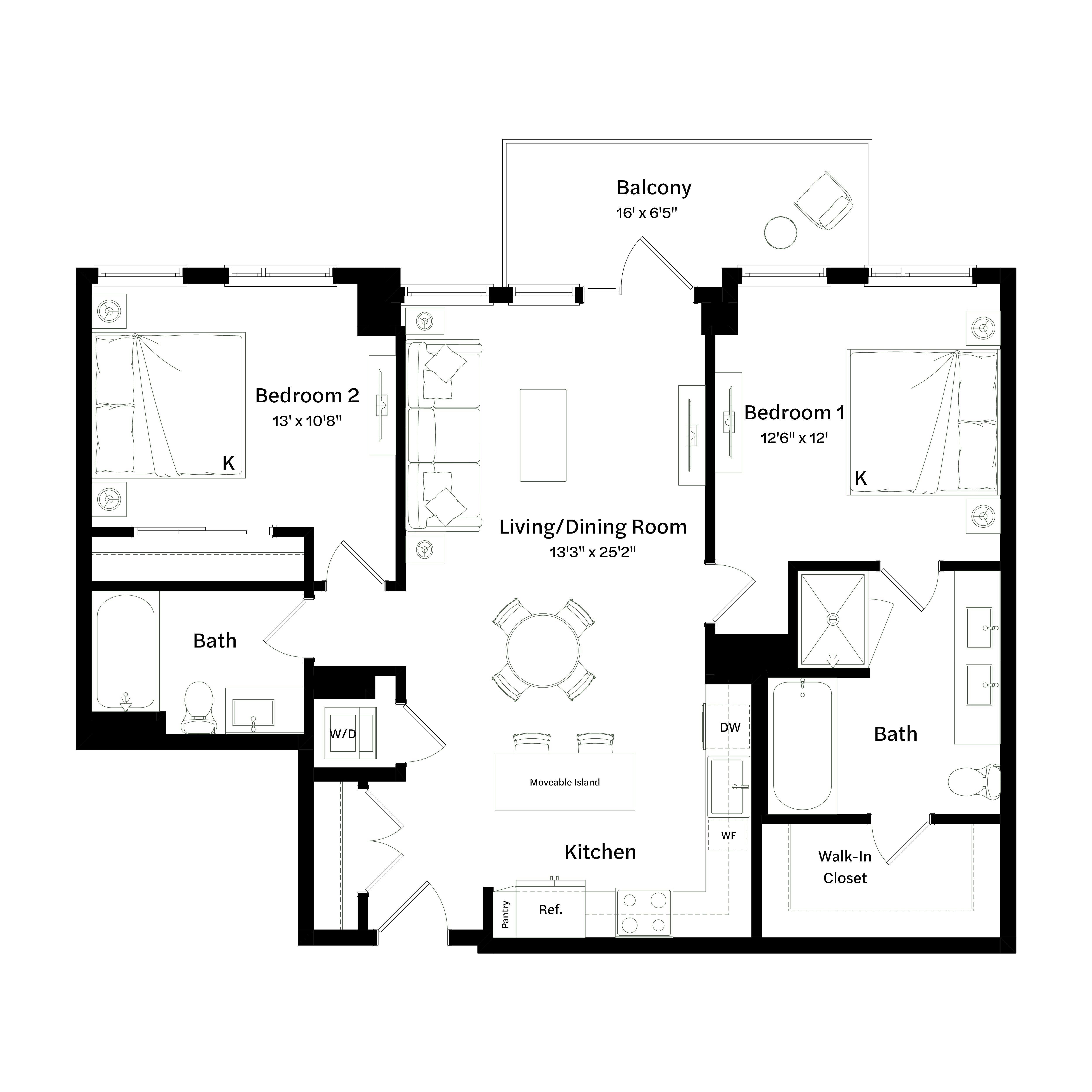 Floor plan layout diagram for B2